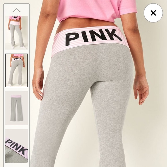Victoria Secret PINK Fold over Low-rise Flare Yoga Pants - Picture 2 of 3